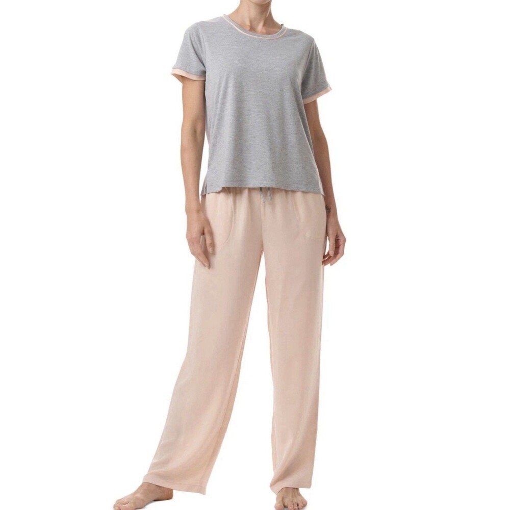 Tommy Hilfiger Women's 2-Pc. Short-Sleeve Satin Logo Pajamas Set, Barelythere XS